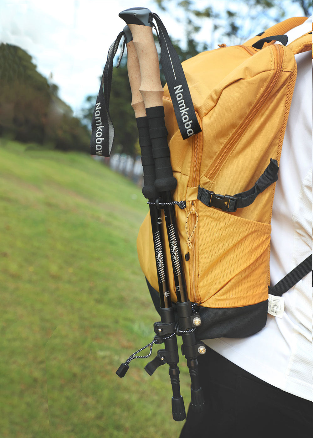 2-Pack Green Aluminum Alloy Telescopic Trekking Poles with Secure External Lock & Accessory - 3-Section Adjustable Hiking Sticks(65-135cm)
