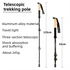 2-Pack Brown Aluminum Alloy Telescopic Trekking Poles with Secure External Lock & Accessory - 3-Section Adjustable Hiking Sticks(65-135cm)