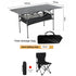 120CM Black Portable Folding Egg Roll Camping Table + 4-Pack 36CM Chairs with Storage Bag & Mesh Net- Heavy-Duty Carbon Steel Picnic Table for 6-8 People