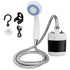 Portable Camping Shower USB Rechargeable Electric Pump 3 Spray 1.5m Hose White