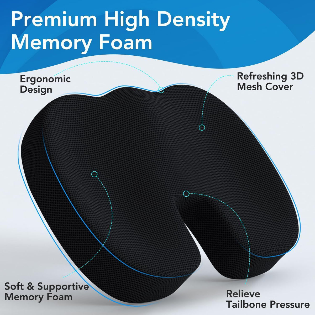 Ergonomic Memory Foam Seat Cushion & Lumbar Support Set - Soft Crystal Velvet Orthopedic Relief Combo for Office & Car