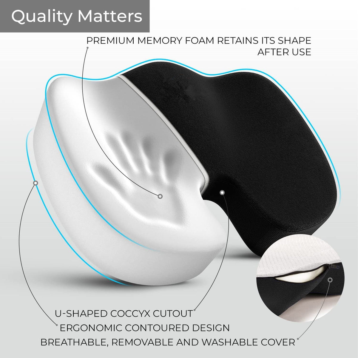 Ergonomic Memory Foam Seat Cushion & Lumbar Support Set - Soft Crystal Velvet Orthopedic Relief Combo for Office & Car