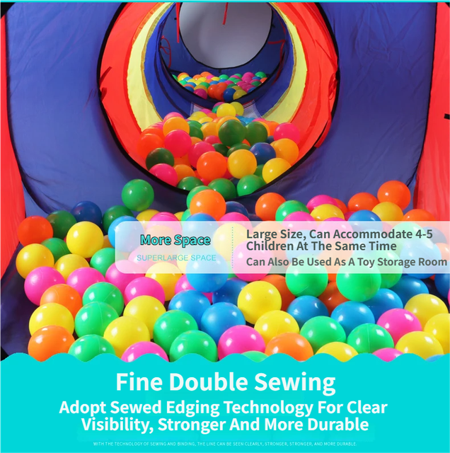 5-in-1 Kids' Pop-Up Foldable Play Tent & Adventure Tunnel Set - Giant Indoor/Outdoor Playpark with Ball Pit & Basketball Hoop