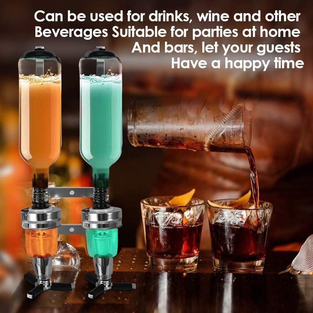 Professional Wall-Mounted Alcohol Tot Dispenser (3 Head) - Heavy Duty Adjustable Metal Wine Rack Decor with Spring-Loaded Bottle Holder
