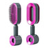 Black and Purple 3D Airbag Massage Self Cleaning Hair Brush with Base - for Long Hair - One-Click Easy Hair Removal - Scalp Soothing Detangler for Professional Home Hair Care