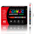 48-Color Liquid Acrylic Paint Markers — Soft Brush Tip| Art & Painting Supplies | Automatic Ink Control System | Suitable for Various Surfaces (Rock, Glass, Wood, Fabric, PP Materials) | Recommended Age: 3+