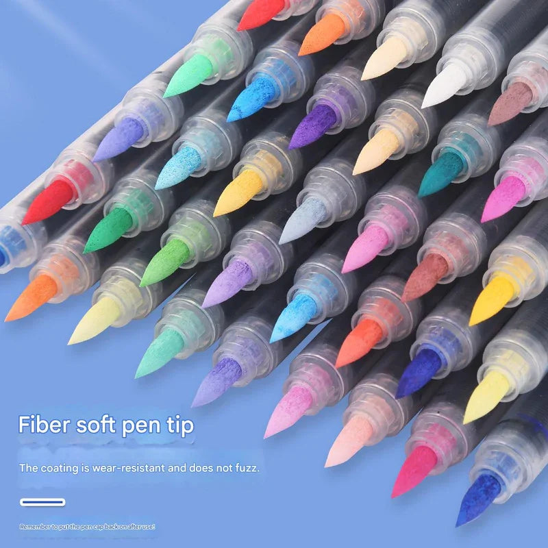 48-Color Liquid Acrylic Paint Markers — Soft Brush Tip| Art & Painting Supplies | Automatic Ink Control System | Suitable for Various Surfaces (Rock, Glass, Wood, Fabric, PP Materials) | Recommended Age: 3+