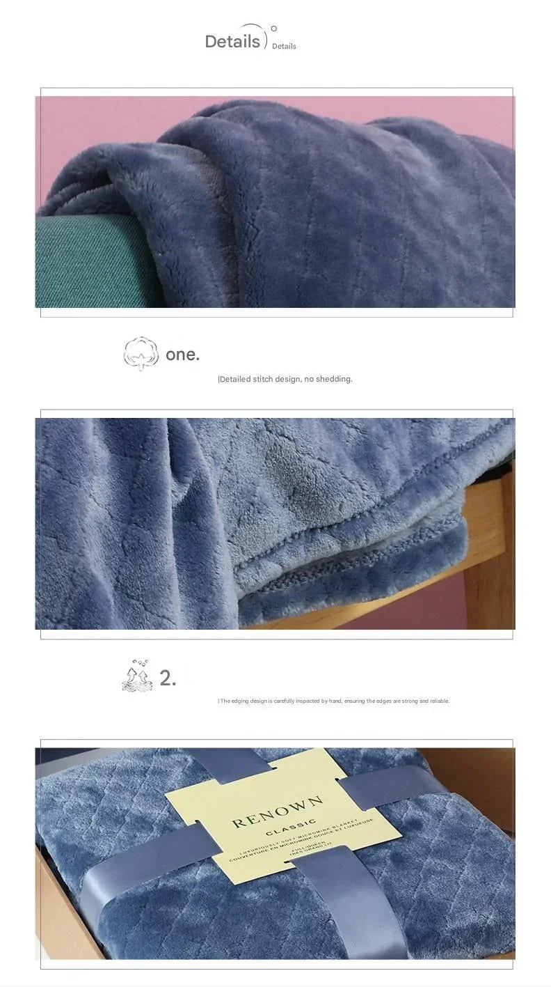 Grey 150*200cm Flannel Fleece Blanket - Quilted Diamond Pattern, Soft & Warm Polyester Throw for Office Nap, Sofa, Travel & Bed Use