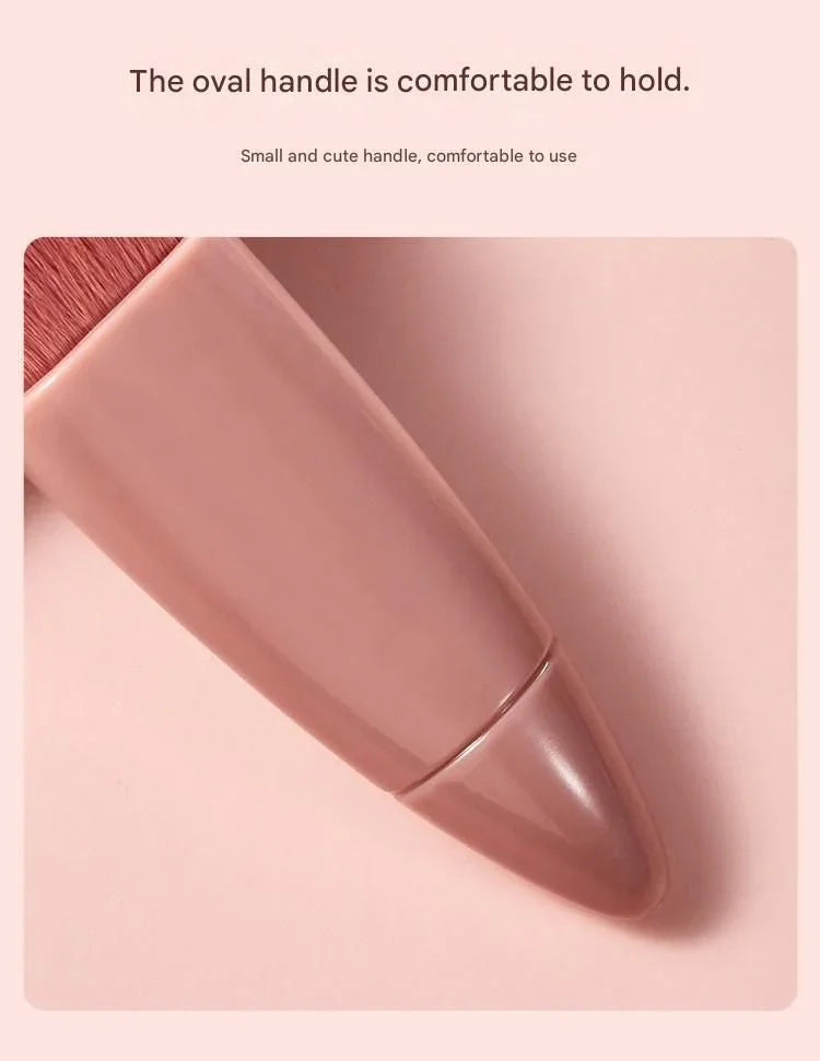 Pink 5-Piece Compact Makeup Brush Set with Mirror - Synthetic Fibre Travel Case with Foundation, Powder & Blush Brushes - Portable Beauty Tool Kit for On-the-Go Touch-Ups