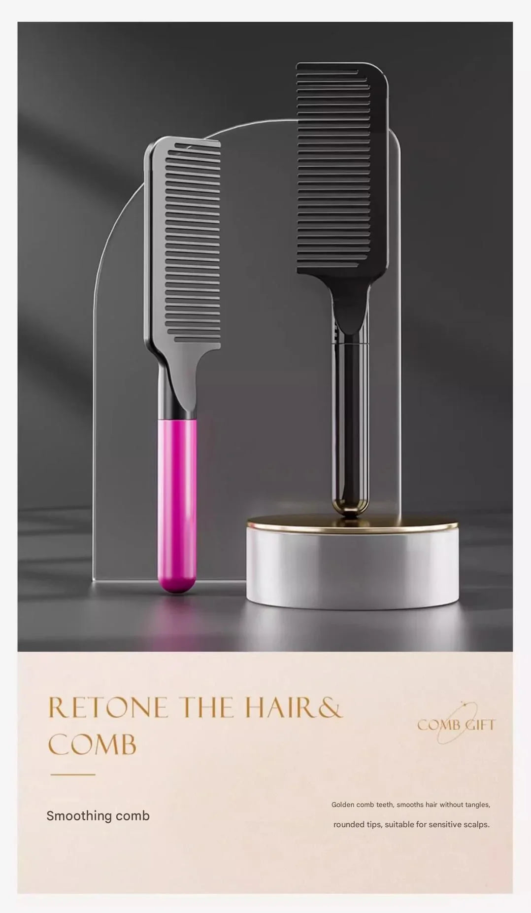 Black 3-Piece Gift Box Set Premium ABS Hair Care Gift Set with Cushion Paddle Brush, Detangling Comb, Cleaning Brush & Stand - Elegant Mother’s Day or Couple’s Gift for Daily Styling and Scalp Comfort