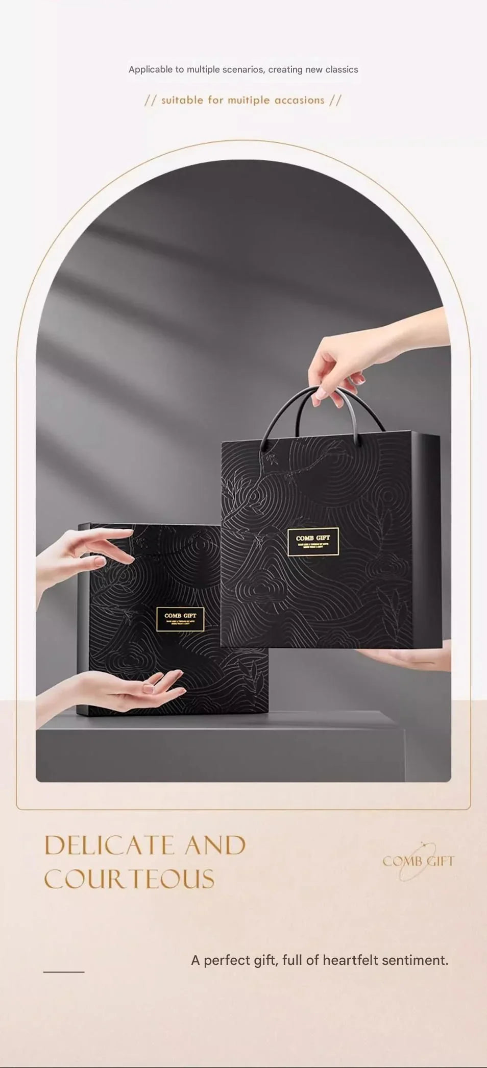 Black 3-Piece Gift Box Set Premium ABS Hair Care Gift Set with Cushion Paddle Brush, Detangling Comb, Cleaning Brush & Stand - Elegant Mother’s Day or Couple’s Gift for Daily Styling and Scalp Comfort