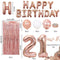 Rose Gold 21th  Birthday Balloon Decoration Set - Foil Number Balloons, Happy Birthday Letter Banner, Tassel Curtain, Confetti Balloons, Latex Balloons & Tape - Complete Party Decor Kit for 18th, 21st, 30th  Birthdays