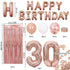 Rose Gold 30th Birthday Balloon Decoration Set - Foil Number Balloons, Happy Birthday Letter Banner, Tassel Curtain, Confetti Balloons, Latex Balloons & Tape - Complete Party Decor Kit for 18th, 21st, 30th  Birthdays