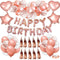 Rose Gold Happy Birthday Balloon Decoration Kit - Foil Letter Balloons, Confetti Latex Balloons, Tassel Garland, Heart & Star Shapes - Complete Party Backdrop Set for Women, Girls, Bridal Shower, Photo Booth - Easy Setup Party Supplies
