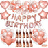 Rose Gold Happy Birthday Balloon Decoration Kit - Foil Letter Balloons, Confetti Latex Balloons, Tassel Garland, Heart & Star Shapes - Complete Party Backdrop Set for Women, Girls, Bridal Shower, Photo Booth - Easy Setup Party Supplies