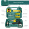 Green 9 Piece Set -Multi-Purpose Home & Car Tool Kit -  Durable Blow-Molded Case, Utility Knife, Tape Measure, Pliers, Hammer, Screwdrivers, Allen Keys - Compact Emergency Repair Set for DIY and Auto Maintenance