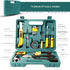 Green 16 Piece Set -Multi-Purpose Home & Car Tool Kit -  Durable Blow-Molded Case, Utility Knife, Tape Measure, Pliers, Hammer, Screwdrivers, Allen Keys - Compact Emergency Repair Set for DIY and Auto Maintenance