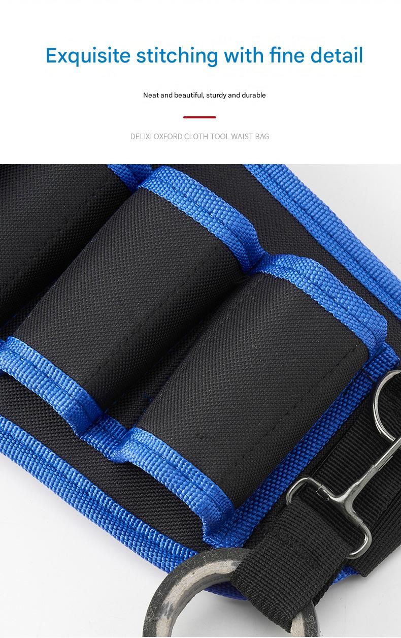 Blue Professional Oxford Cloth Tool Waist Bag –Tool Belt, Multifunctional Work Belt, Men's Robust, Adjustable Tool Belt - Heavy-Duty 600D Waterproof for Electricians, Mechanics & Construction Workers