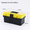 14-inch Yellow and Black Heavy Duty Plastic Toolbox - PP Material with ABS Latches - Lockable, Large Capacity, Double Layer, Organized Storage, for Home Repair, Automotive, Construction, Outdoor Use