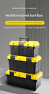 14-inch Yellow and Black Heavy Duty Plastic Toolbox - PP Material with ABS Latches - Lockable, Large Capacity, Double Layer, Organized Storage, for Home Repair, Automotive, Construction, Outdoor Use