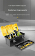 14-inch Yellow and Black Heavy Duty Plastic Toolbox - PP Material with ABS Latches - Lockable, Large Capacity, Double Layer, Organized Storage, for Home Repair, Automotive, Construction, Outdoor Use