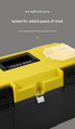 14-inch Yellow and Black Heavy Duty Plastic Toolbox - PP Material with ABS Latches - Lockable, Large Capacity, Double Layer, Organized Storage, for Home Repair, Automotive, Construction, Outdoor Use