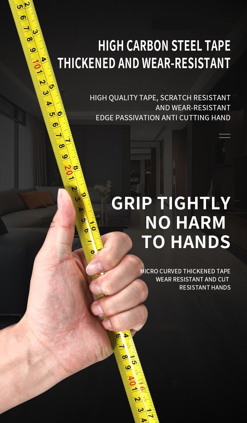 5M Heavy Duty Steel Tape Measure -  Metric & Imperial Dual Scale - High Carbon Steel Blade, Anti-Slip ABS+TPR Casing, Push-Button Lock, Wear-Resistant for Construction & DIY