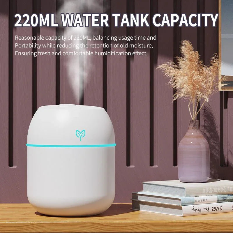 White Mini USB Humidifier Large Mist - Desktop Ultrasonic Air Humidifier with Colorful LED Light