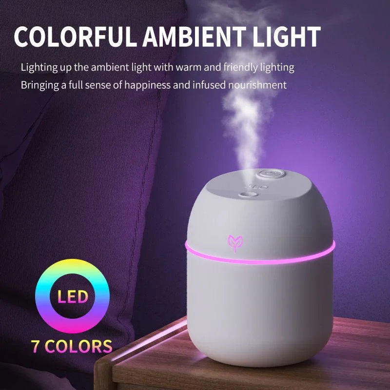 Green Mini USB Humidifier Large Mist - Desktop Ultrasonic Air Humidifier with Colorful LED Light