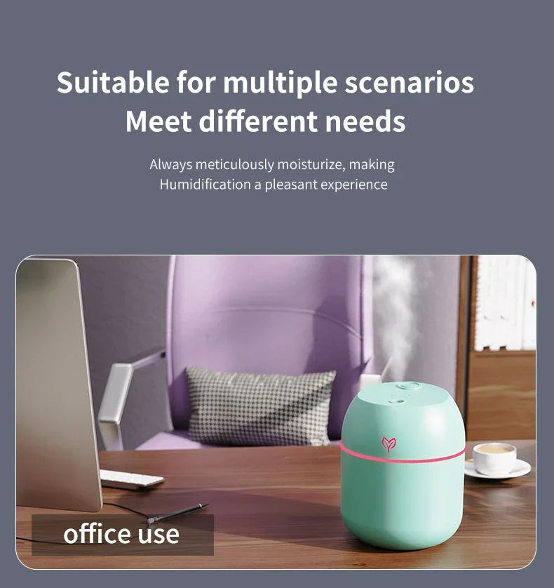 Green Mini USB Humidifier Large Mist - Desktop Ultrasonic Air Humidifier with Colorful LED Light
