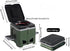 Portable Travel Toilet with Integrated Dual Storage Wings & Odor-Proof Lid – Ergonomic Reusable Foldable Commode with 12.7cm Folding Height for Car Travel & Outdoor Use (Black Green)