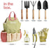 Premium 9-Piece Carbon Steel Garden Tool Set with Organizer Tote Bag – Heavy Duty Gardening Hand Kit with Ergonomic Wooden Handles, Spray Bottle, and Protective Gloves, Perfect Horticulture Gift for Women