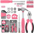 24-Piece Pink Multifunctional Home Tool Kit for Women - Compact Mini Starter Hardware Set with Hammer, Pliers, Screwdrivers - Portable Household Hand Tools for DIY Assembly & Gift Giving