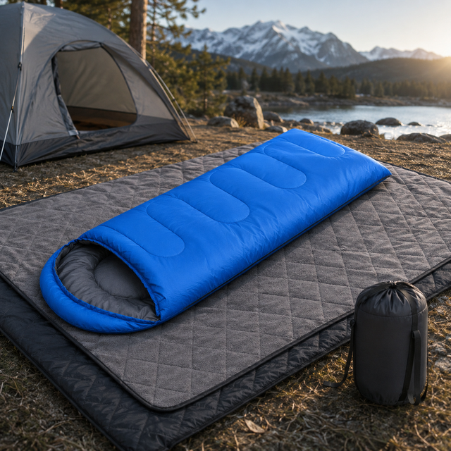 2-in-1 Winter Camping Kit Sleeping Bag & Waterproof Fleece Blanket Set