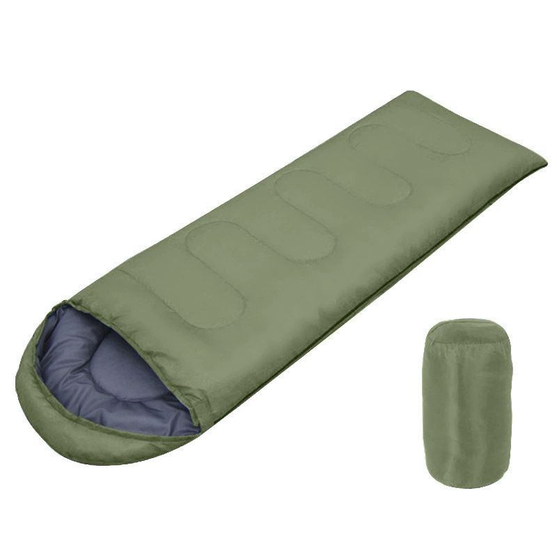2-in-1 Winter Camping Kit Green Sleeping Bag & Waterproof Fleece Blanket