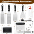 15-Piece Stainless Steel BBQ Griddle Tools and 3-Row Grill Cleaning Wire Brush Set, Portable Outdoor Barbecue Accessories Kit with 4 Spatulas, Tongs, Scraper, Heart / Round Egg Rings, 2 Oil Bottles and Storage Bag