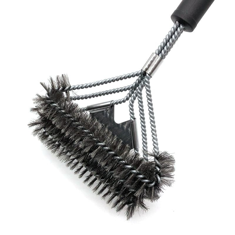 15-Piece Stainless Steel BBQ Griddle Tools and 3-Row Grill Cleaning Wire Brush Set, Portable Outdoor Barbecue Accessories Kit with 4 Spatulas, Tongs, Scraper, Heart / Round Egg Rings, 2 Oil Bottles and Storage Bag