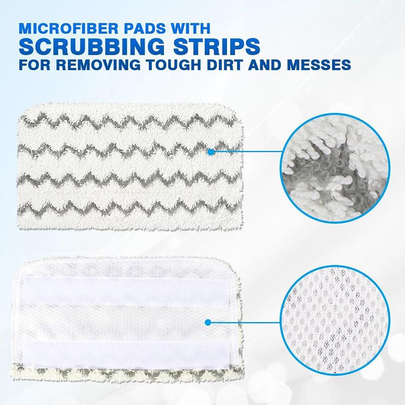 Shark Steam Mop Replacement Microfiber Scrubbing Pads 6 Pack - Reusable Machine Washable Floor Cleaning Pads 32 x 16.5 cm, Compatible with Shark S1000, S1000A, S1000C, S1000WM, S1001C