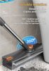 Grey and White 360°Rotating Detachable V-Shaped Floor Scrub Brush for Indoor & Outdoor Use – 3-in-1 Groove Corner Gap Cleaning Tool with Silicone Squeegee, 134CM Stainless Steel Telescopic Handle and Collection Clip