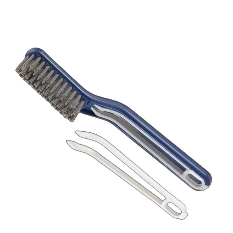 2-Piece Deep Cleaning Floor Brush and Mini Detail Gap Brush Set for Large Surfaces & Tight Gaps – Grey White Heavy Duty 360° Rotating V-Shaped Floor Scrubber with Silicone Squeegee and 134CM Telescopic Handle for Outdoor & Indoor Use