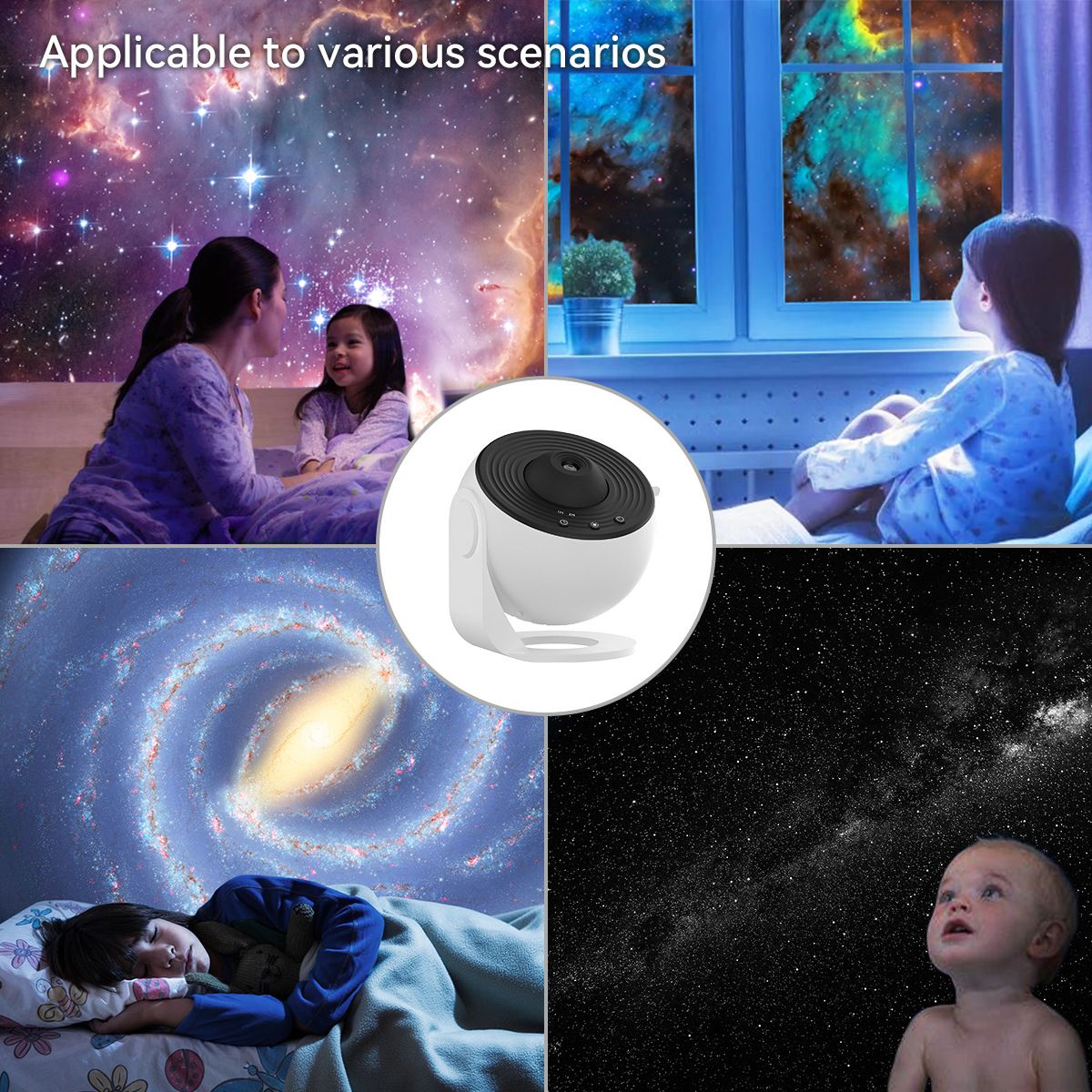 White USB Powered Galaxy Star Projector and Earth Globe Night Light with 12 HD Space Films, 1H / 2H Timer, Nebula Dynamic Rotation Effect & Adjustable Focus for Bedroom Home Decor