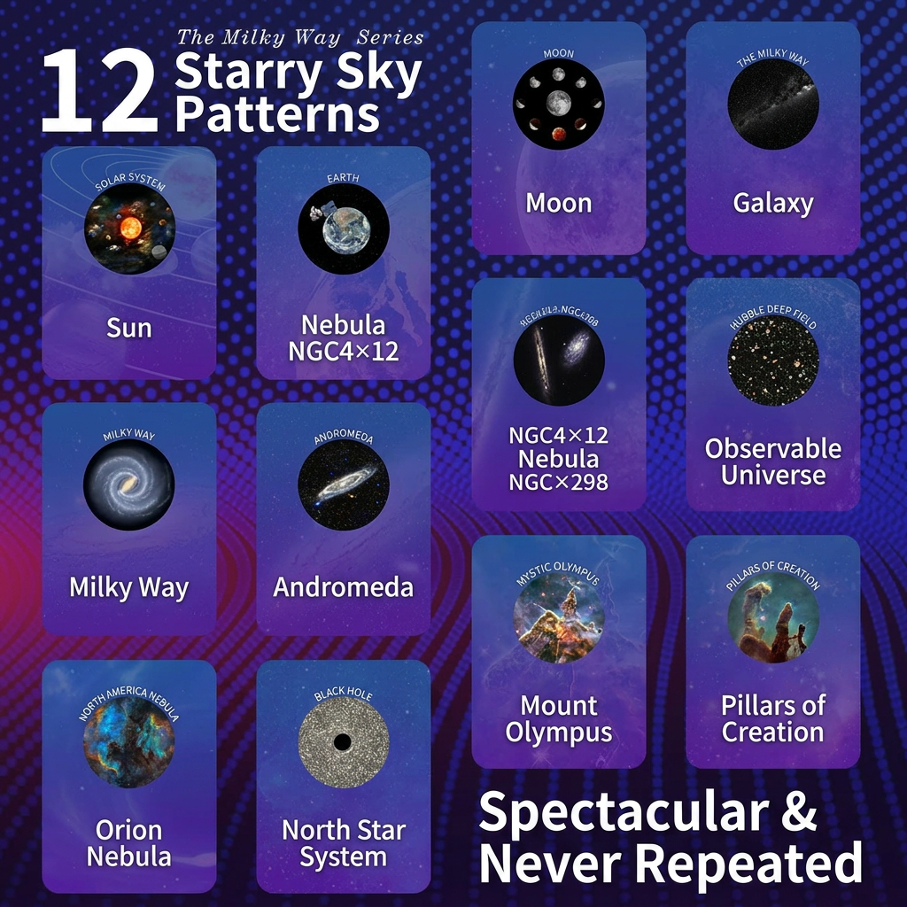 Black USB Powered Galaxy Star Projector and Earth Globe Night Light with 12 HD Space Films, 1H / 2H Timer, Nebula Dynamic Rotation Effect & Adjustable Focus for Bedroom Home Decor