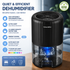 Black Portable Home Quiet Mini Dehumidifier - 2L Large Visible Water Tank, 7-Color Sleep Aid Night Light, Air Purification, Auto Shut-Off and 40W Low Power for Bedroom Studies and Closet (5–70m²)