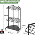 Mutifunctional Garden Tool Rack for Corner with Space Saving Triangular Design & Dual-Layer Grid Shelving – Heavy Duty Metal Storage Stand for Garages Balconies and Patios (28 x 16.7 x 13")