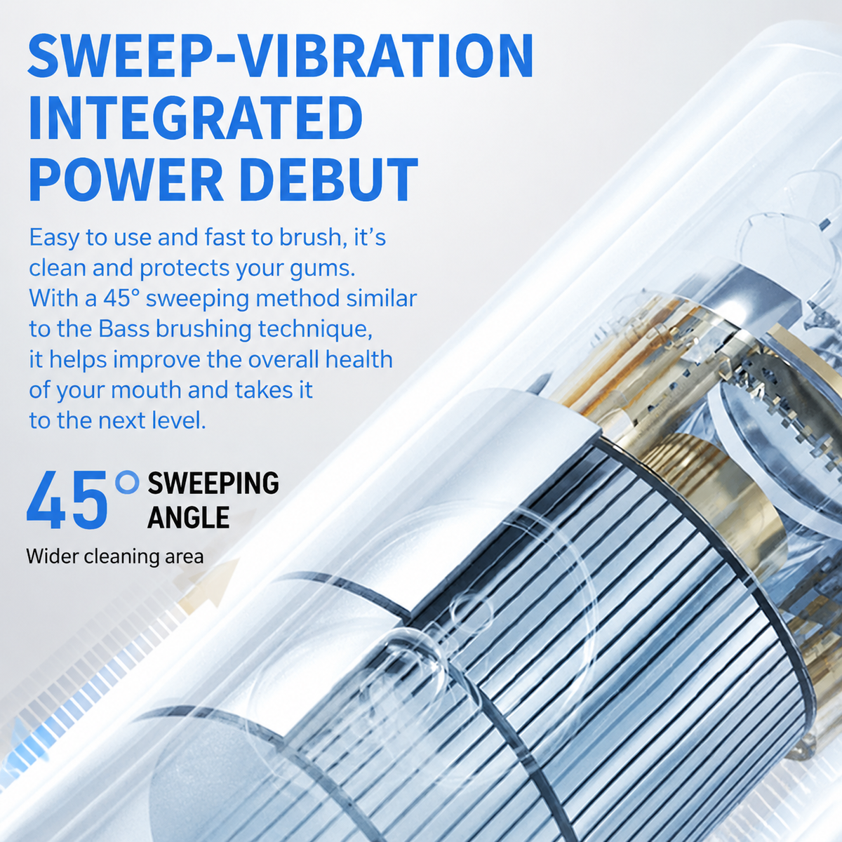White Rechargeable Dual-Action Vibration & 45° Scientific Sweep Cleaning Electric Toothbrush with 5 Brushing Modes, 4 Brush Head and Storage Base - Smart 2 Min Timer and 30s Quad Reminder, High-Density Rounded Bristles and 3D Precision Brush Head Design