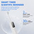 White Rechargeable Dual-Action Vibration & 45° Scientific Sweep Cleaning Electric Toothbrush with 5 Brushing Modes, 4 Brush Head and Storage Base - Smart 2 Min Timer and 30s Quad Reminder, High-Density Rounded Bristles and 3D Precision Brush Head Design