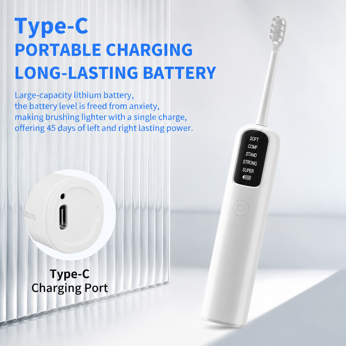 Black Rechargeable Dual-Action Vibration & 45° Scientific Sweep Cleaning Electric Toothbrush with 5 Brushing Modes, 4 Brush Head and Storage Base - Smart 2 Min Timer and 30s Quad Reminder, High-Density Rounded Bristles and 3D Precision Brush Head Design