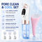 Microbubble Oxygen Hydration Facial Pore Cleanser and Pink Reusable Ice Roller Set with Waste Separation Design, 3 Level Vacumn Suction and 6 Replaceable Heads - Portable Facial Pore Cleaning & Cooling Kit for Home & Travel Skincare