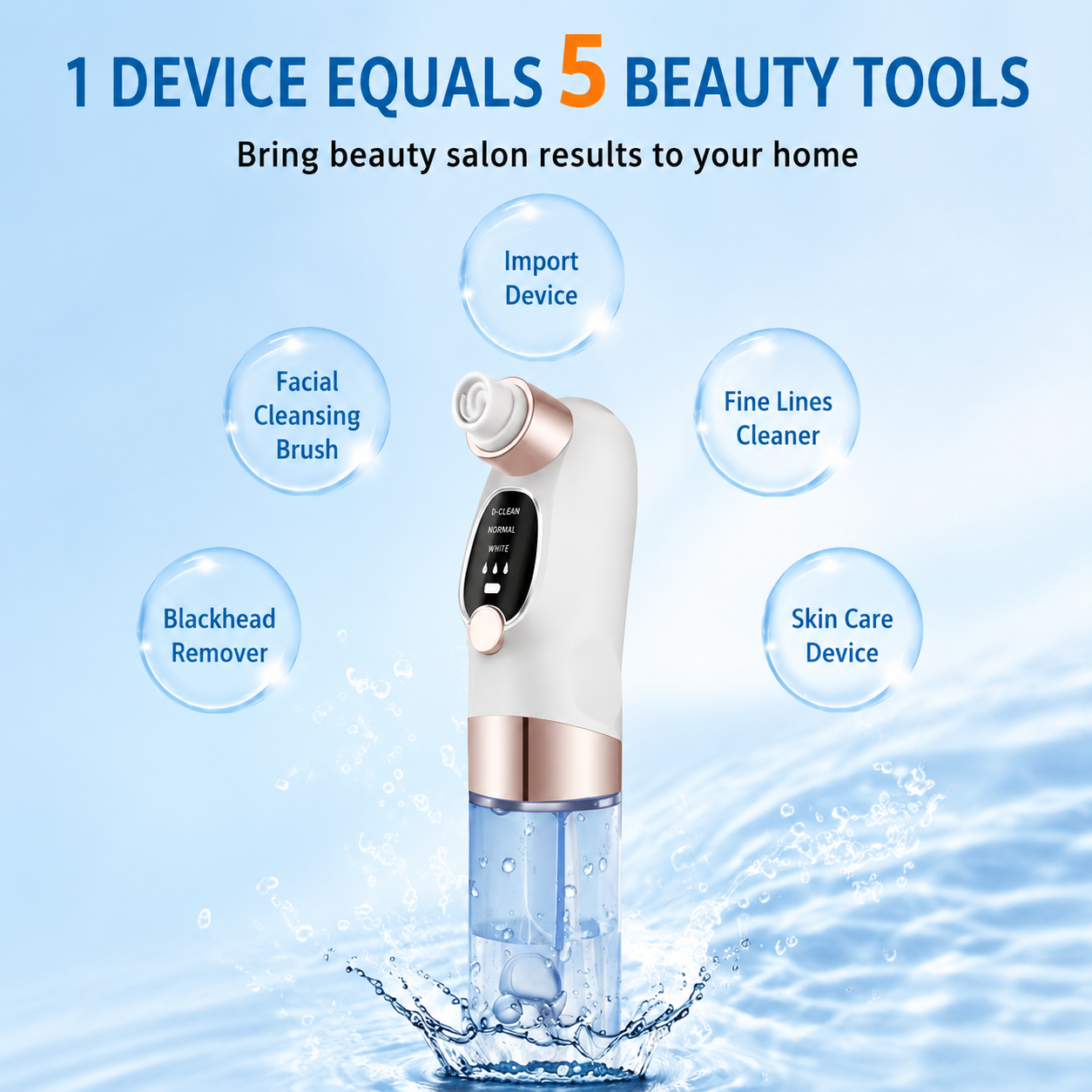 Microbubble Oxygen Hydration Facial Pore Cleanser and Pink Silicone Scalp Massage Scrubber Set with Waste Separation Design, 3 Level Vacumn Suction and 6 Replaceable Heads - Full Body Care Routine for Face Pore Cleaning and Scalp Massage