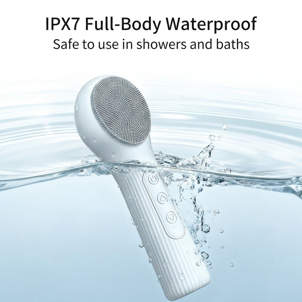 Beige 45°C Constant Heating Silicone Facial Cleansing Brush and 3pcs 8-Layer Fine Foaming Nets Set - Electric Sonic Face Scrubber with Dual-Sided Cleaning Surface & 3-Speed Vibration Massage, IPX7 Waterproof Skincare Absorption and Massage Device
